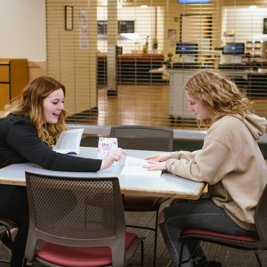 900x900 Students studying by Dining Services