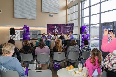 Attendees of NIC’s Women at Work event listen to a student panel on March 5, 2025, at the NIC Parker Technical Education Center in Rathdrum.