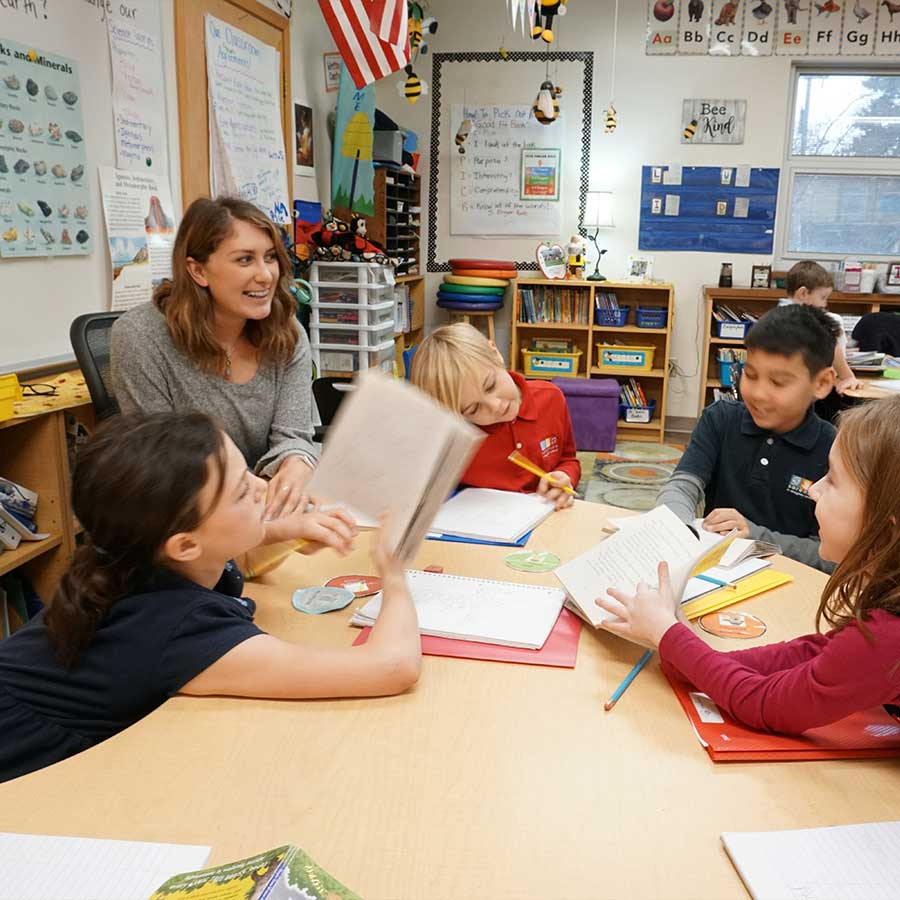 Teacher in the classroom with her students